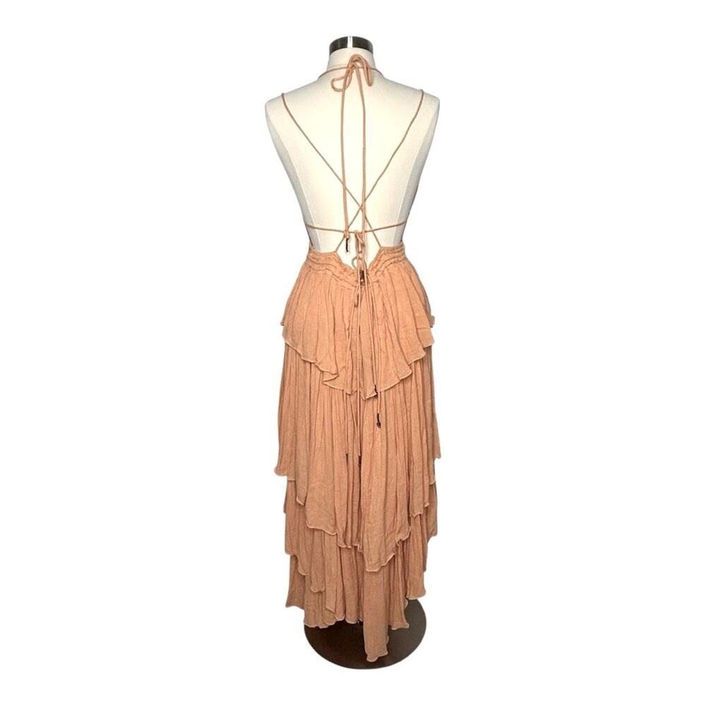 Free People Drop Dead Beauty Tiered Maxi Dress Large Orange - Picture 3 of 9